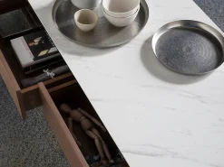 Angel Cerda Mesa De Centro*Mesa de centro retangular em mármore de porcelana e nogueira 2049 Bege