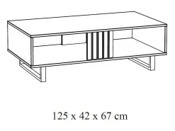 Clearance Mesa de centro robusta coleção LOFT Cor preta e carvalho. Pés em metal . Mesa De Centro