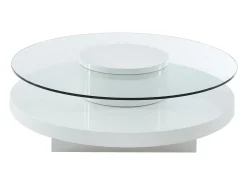 Mesa de centro RYHALI - Tampo giratório, vidro temperado/MDF^Vente-unique New