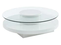 Mesa de centro RYHALI - Tampo giratório, vidro temperado/MDF^Vente-unique New