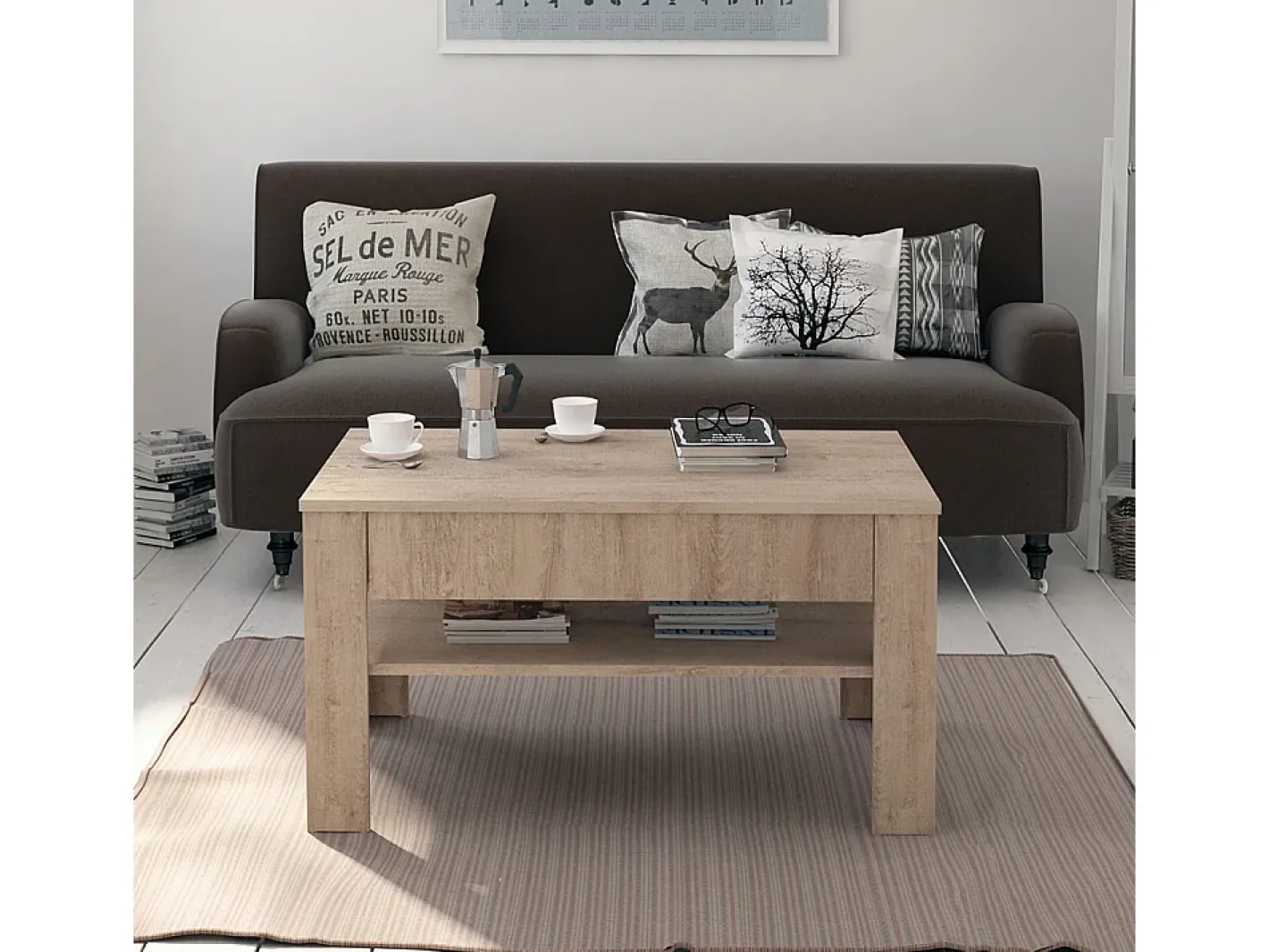 Vicco Mesa De Centro*Mesa de centro sonoma 92.2x65x48 milan Natural claro