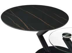 Mesa de centro tampos giratórios cerâmica e vidro temperado efeito mármore preto - ELDOVA^Vente-unique Hot