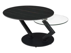 Mesa de centro tampos giratórios cerâmica e vidro temperado efeito mármore preto - ELDOVA^Vente-unique Hot
