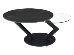 Mesa de centro tampos giratórios cerâmica e vidro temperado efeito mármore preto - ELDOVA^Vente-unique Hot