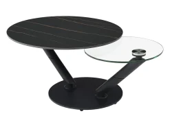 Mesa de centro tampos giratórios cerâmica e vidro temperado efeito mármore preto - ELDOVA^Vente-unique Hot