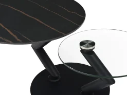 Mesa de centro tampos giratórios cerâmica e vidro temperado efeito mármore preto - ELDOVA^Vente-unique Hot