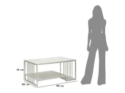 Mesa de Centro VKH790, Prata, 90x45x60 cm, Kendra Home^ New