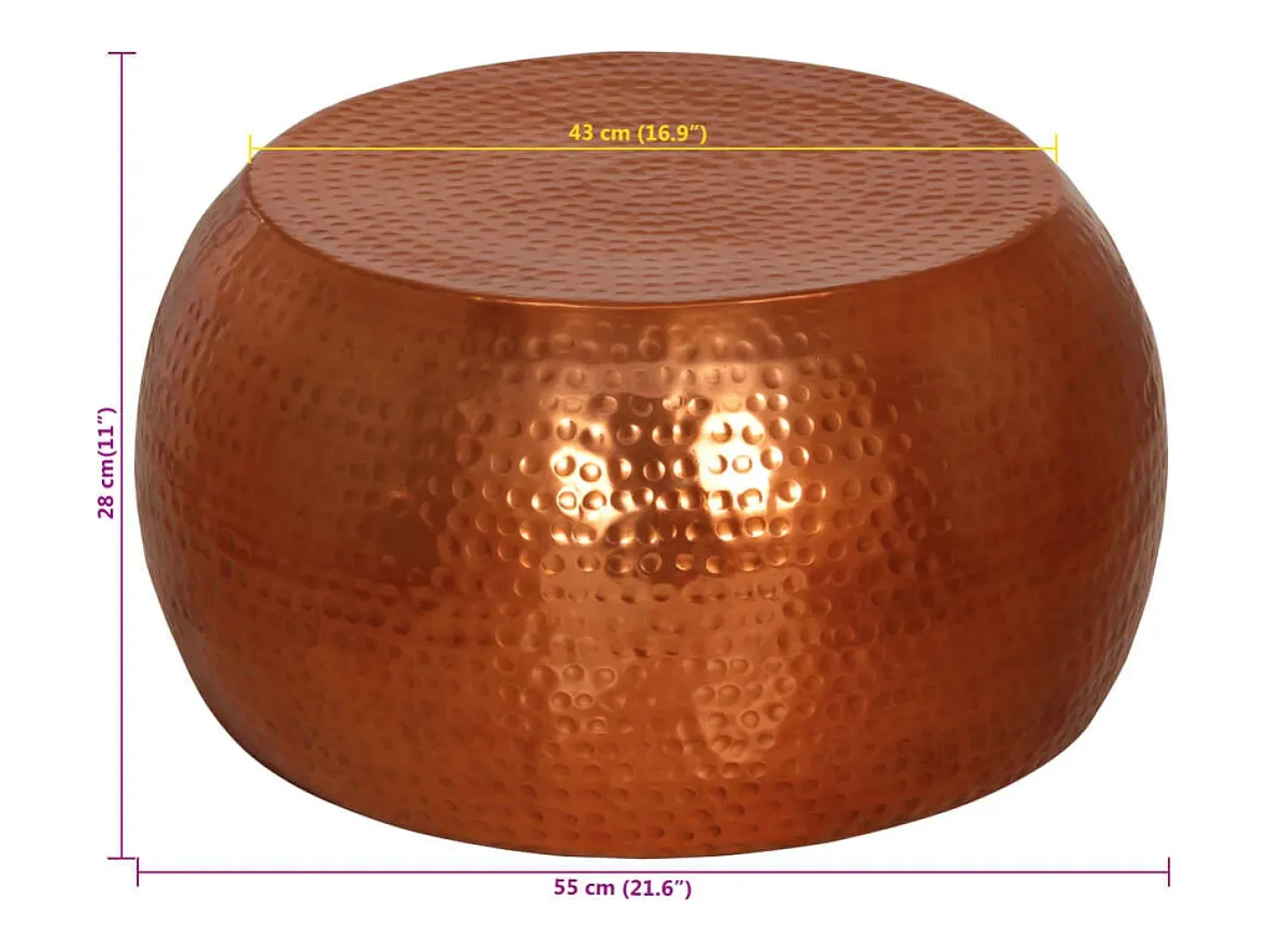 Mesa de centro Ø55x28 cm alumínio^vidaxl