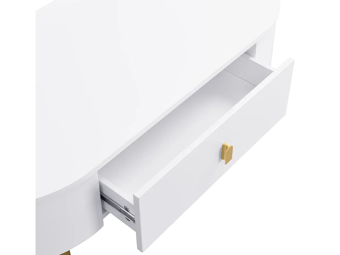 Mesa de centro 108x50x40 cm - com 2 gavetas - puxadores e pés dourados - Mesa De Centro