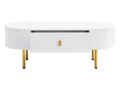Mesa de centro 108x50x40 cm - com 2 gavetas - puxadores e pés dourados - Mesa De Centro