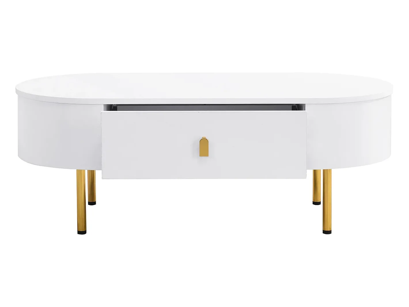 Mesa de centro 108x50x40 cm - com 2 gavetas - puxadores e pés dourados - Mesa De Centro