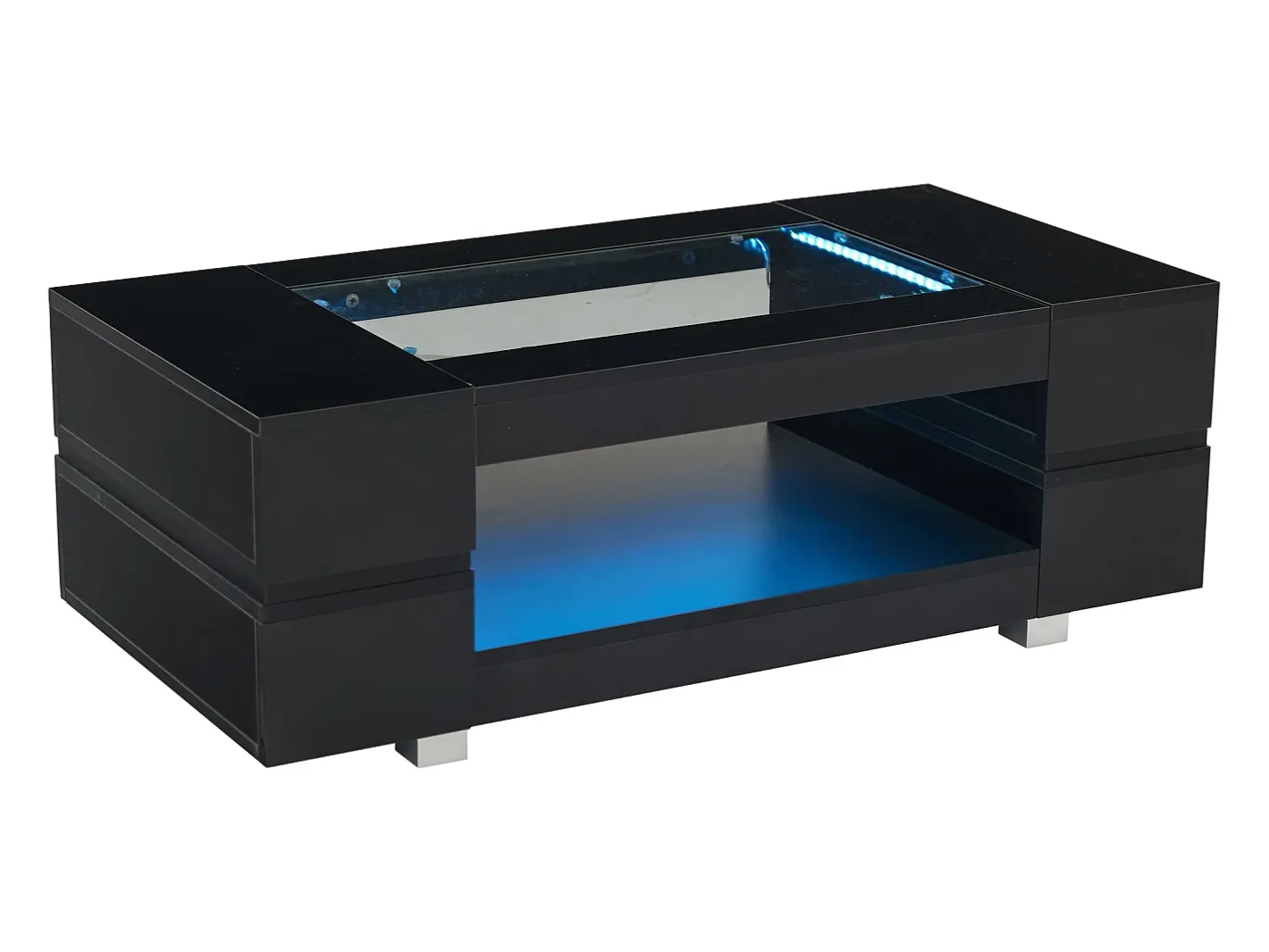 Mesa de centro 100x50x35 cm - com iluminação LED - amplo armazenamento -*ModernLuxe Outlet