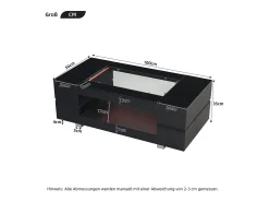 Mesa de centro 100x50x35 cm - com iluminação LED - amplo armazenamento -*ModernLuxe Outlet