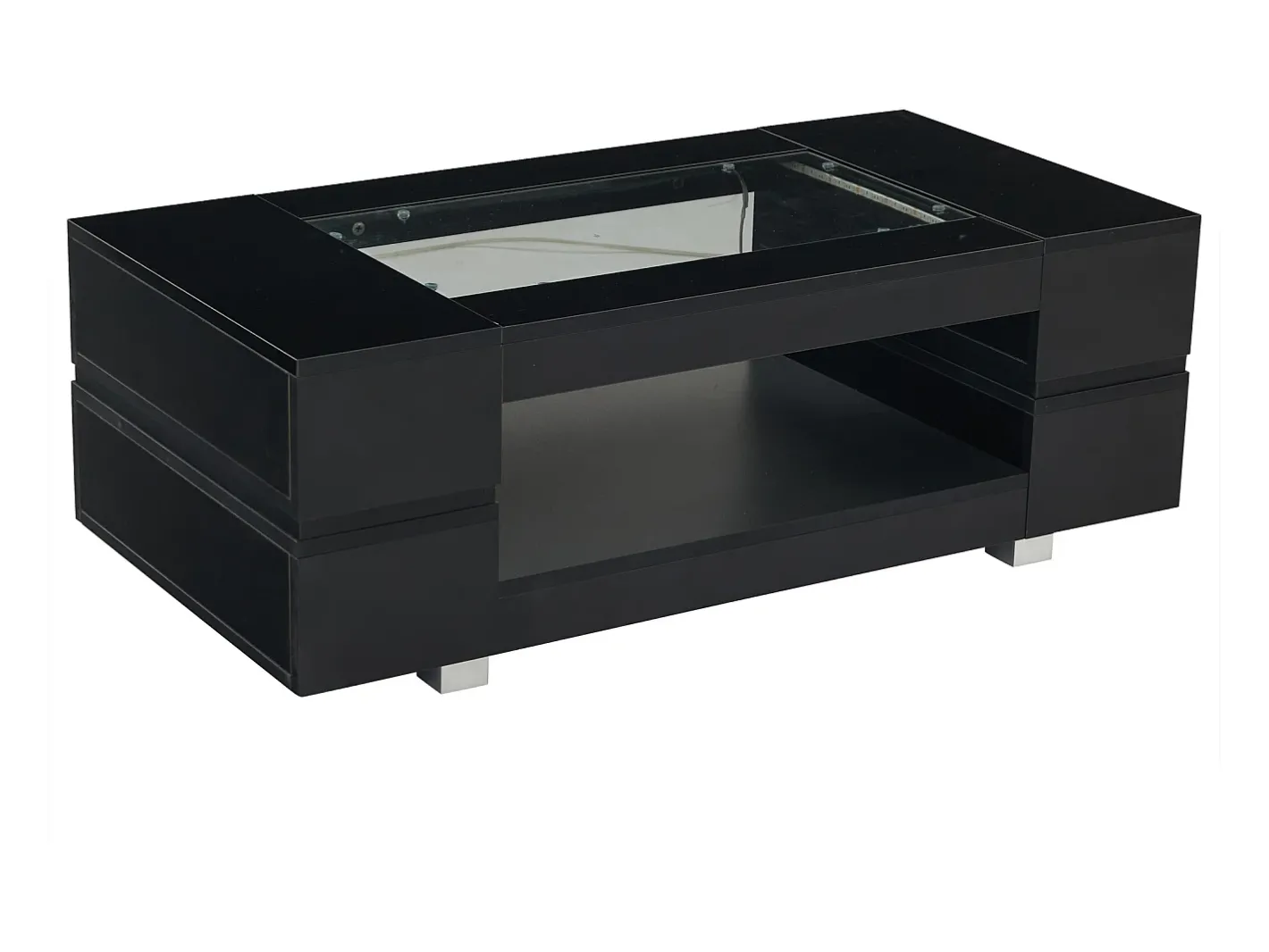 Mesa de centro 100x50x35 cm - com iluminação LED - amplo armazenamento -*ModernLuxe Outlet