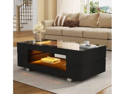 Mesa de centro 100x50x35 cm - com iluminação LED - amplo armazenamento -*ModernLuxe Outlet