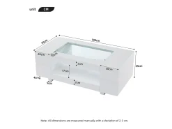 Mesa de centro 100x50x35 cm - com iluminação LED - amplo armazenamento -*ModernLuxe Online