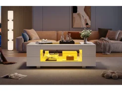 Mesa de centro 100x50x35 cm - com iluminação LED - amplo armazenamento -*ModernLuxe Online