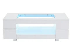 Mesa de centro 100x50x35 cm - com iluminação LED - amplo armazenamento -*ModernLuxe Online