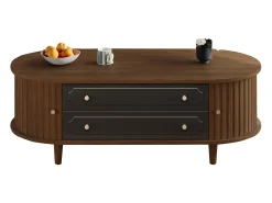 Mesa de centro 100x50x36 cm - con 2 gavetas e 2 portas de correr - Marrom + preto*ModernLuxe Sale