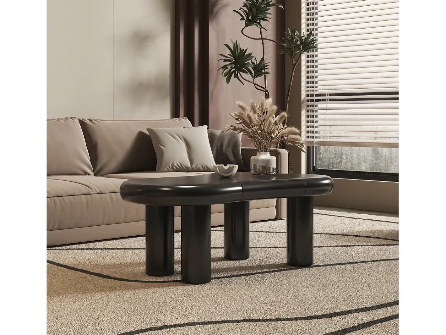 Mesa de centro 98x65.5x40 cm - forma de nuvem - 1 gaveta - com iluminação LED -*ModernLuxe Discount