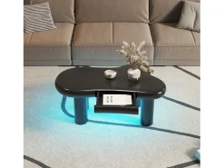 Mesa de centro 98x65.5x40 cm - forma de nuvem - 1 gaveta - com iluminação LED -*ModernLuxe Discount