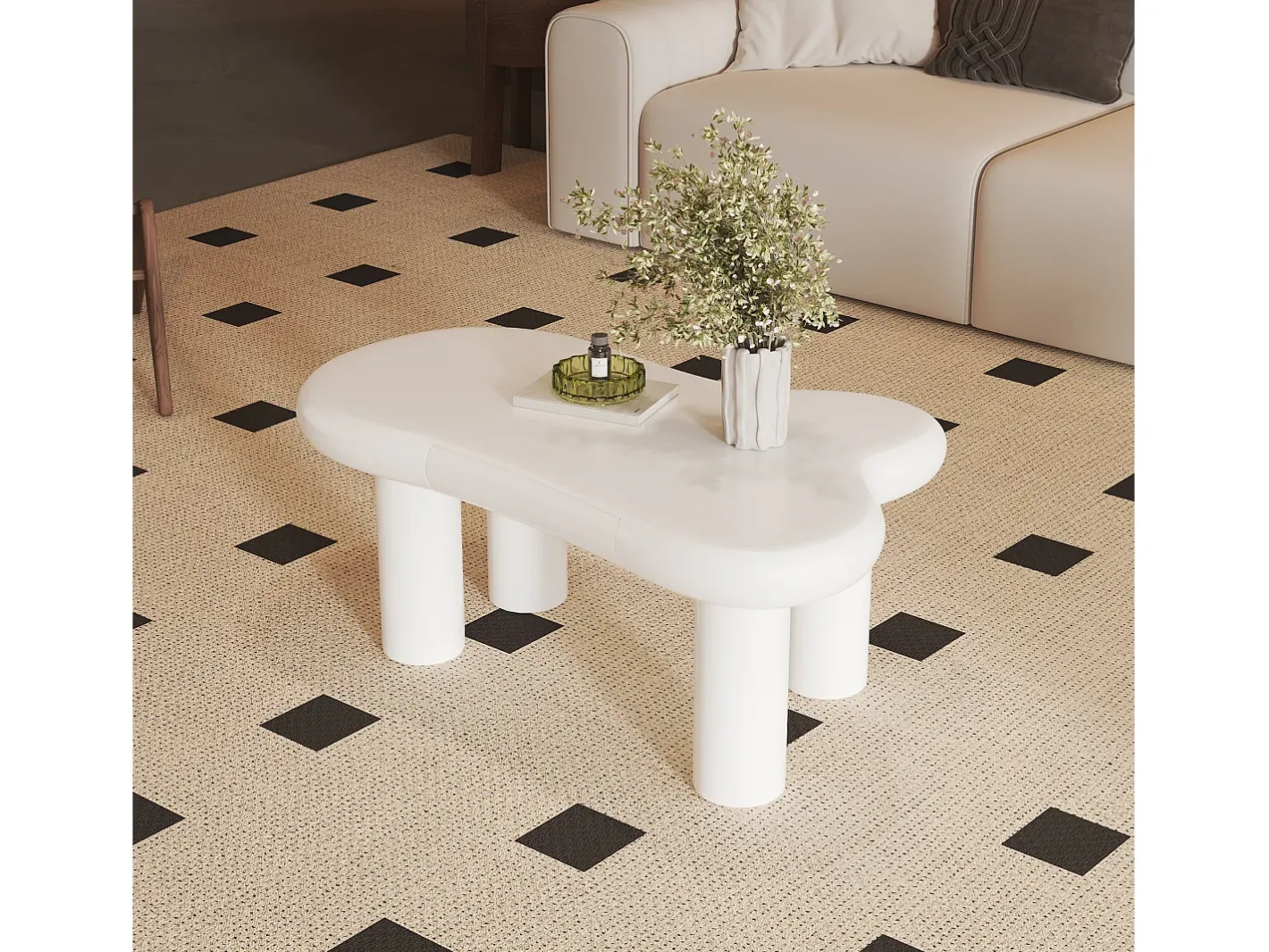Mesa de centro 98x65.5x40 cm - forma de nuvem - 1 gaveta - com iluminação LED -^ModernLuxe Outlet