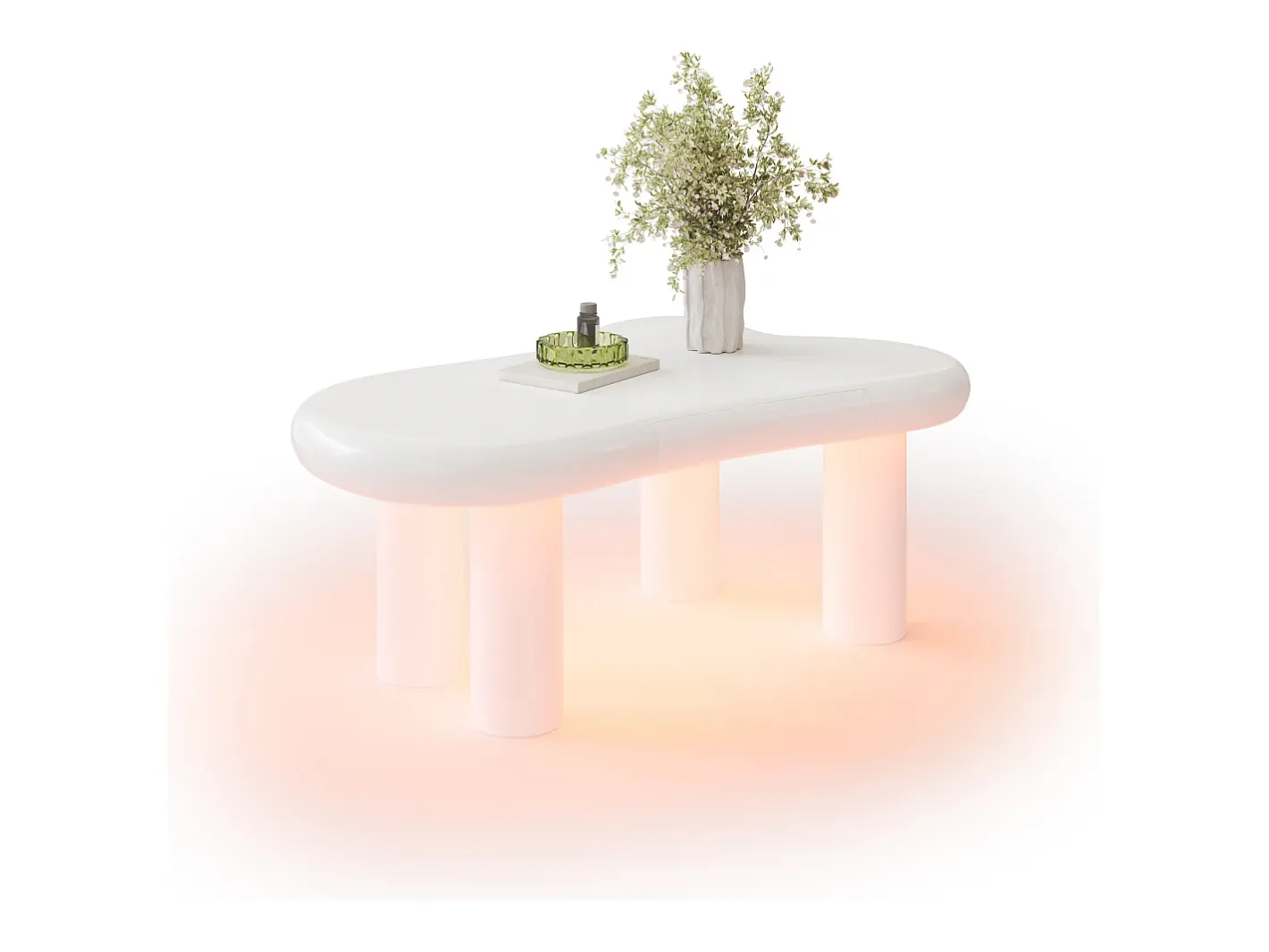 Mesa de centro 98x65.5x40 cm - forma de nuvem - 1 gaveta - com iluminação LED -^ModernLuxe Outlet
