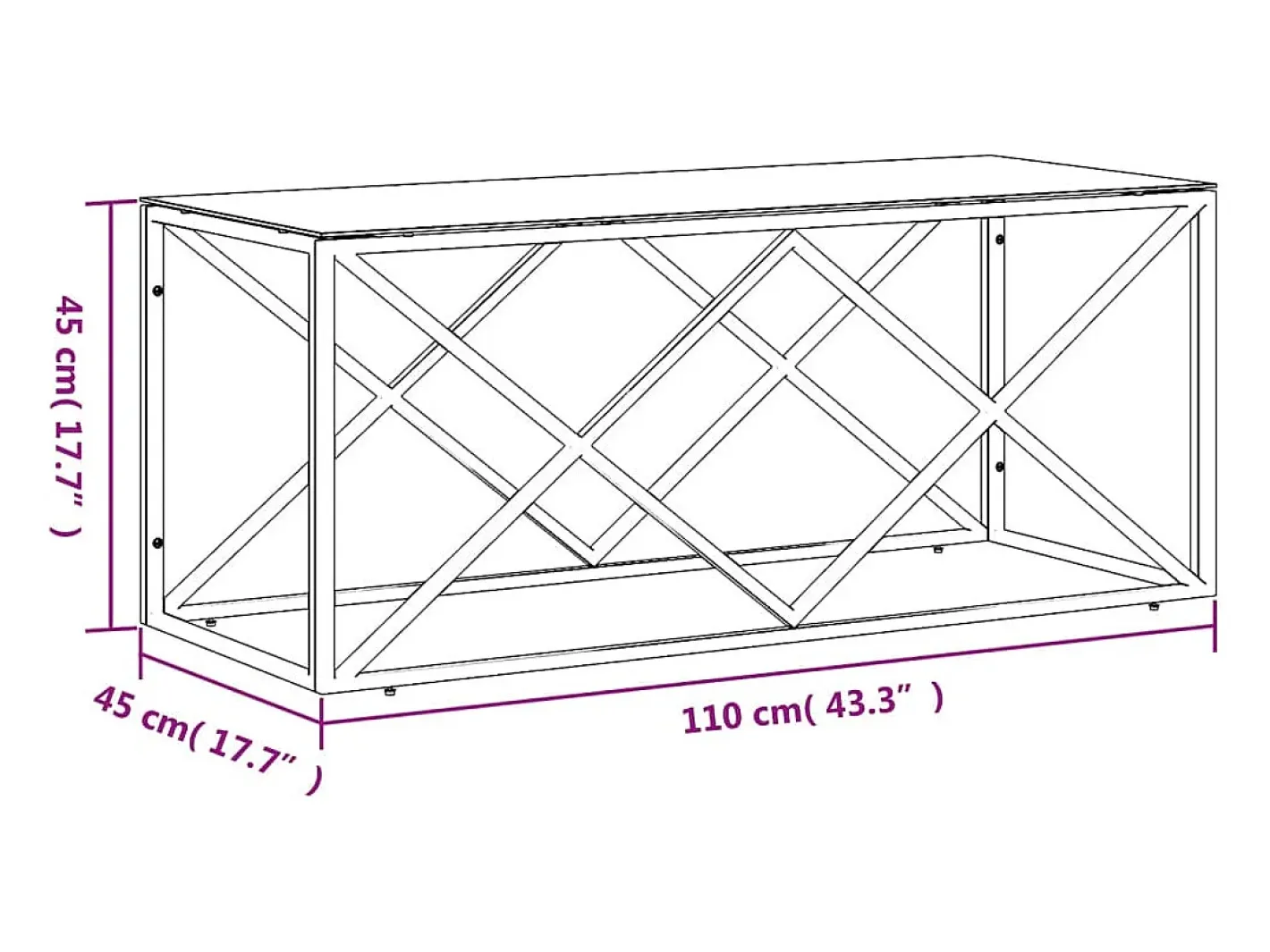 Mesa de centro 110x45x45 cm aço inoxidável e vidro^vidaxl Sale
