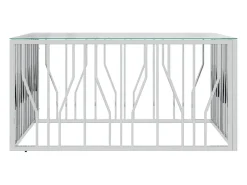 Clearance Mesa de centro 100x100x50 cm aço inoxidável e vidro Mesa De Centro