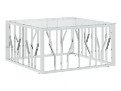 New Mesa de centro 80x80x40 cm aço inoxidável e vidro PT936359 Mesa De Centro
