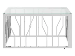 New Mesa de centro 80x80x40 cm aço inoxidável e vidro PT936359 Mesa De Centro