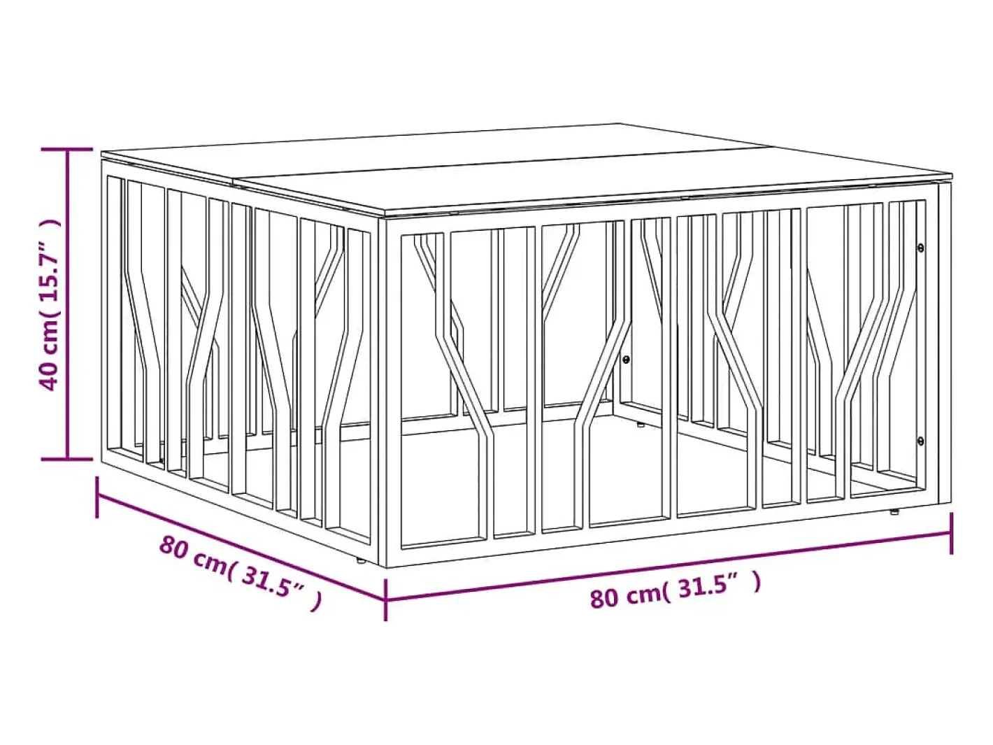 Mesa de centro 80x80x40 cm aço inoxidável e vidro*vidaxl Sale