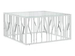 Mesa de centro 100x100x50 cm aço inoxidável e vidro PT190380^ Hot