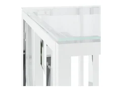 Mesa De Centro*Mesa de centro 110x45x45 cm aço inoxidável e vidro PT454250 Prateado