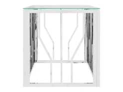 Mesa De Centro*Mesa de centro 110x45x45 cm aço inoxidável e vidro PT454250 Prateado