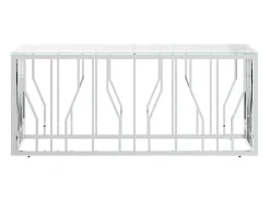 Mesa De Centro*Mesa de centro 110x45x45 cm aço inoxidável e vidro PT454250 Prateado