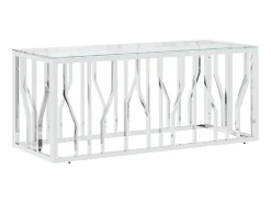 Mesa De Centro*Mesa de centro 110x45x45 cm aço inoxidável e vidro PT454250 Prateado