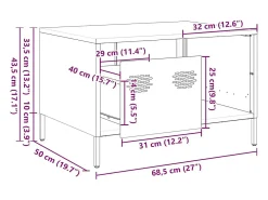 vidaxl Mesa De Centro*Mesa de centro 68,5x50x43,5 cm aço laminado a frio antracite Cinza antracite