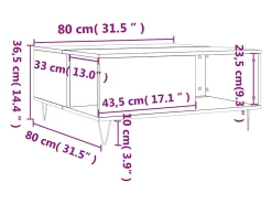 vidaxl Mesa De Centro*Mesa de centro 80x80x36,5 cm derivados madeira sonoma Cinzento