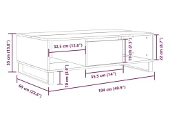 vidaxl Mesa De Centro*Mesa de centro 104x60x35 cm derivados madeira cinzento cimento Cinzento claro