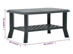 vidaxl Mesa De Centro*Mesa de centro 90x60x46 cm plástico antracite Cinza antracite
