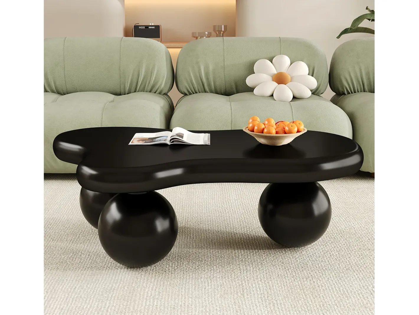 Mesa de centro 95x62.5x32cm - forma de nuvem - com iluminação LED - pés redondos -^ModernLuxe Clearance