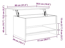 vidaxl Mesa De Centro*Mesa de centro 80x50x40cm derivados de madeira cimento Cinzento