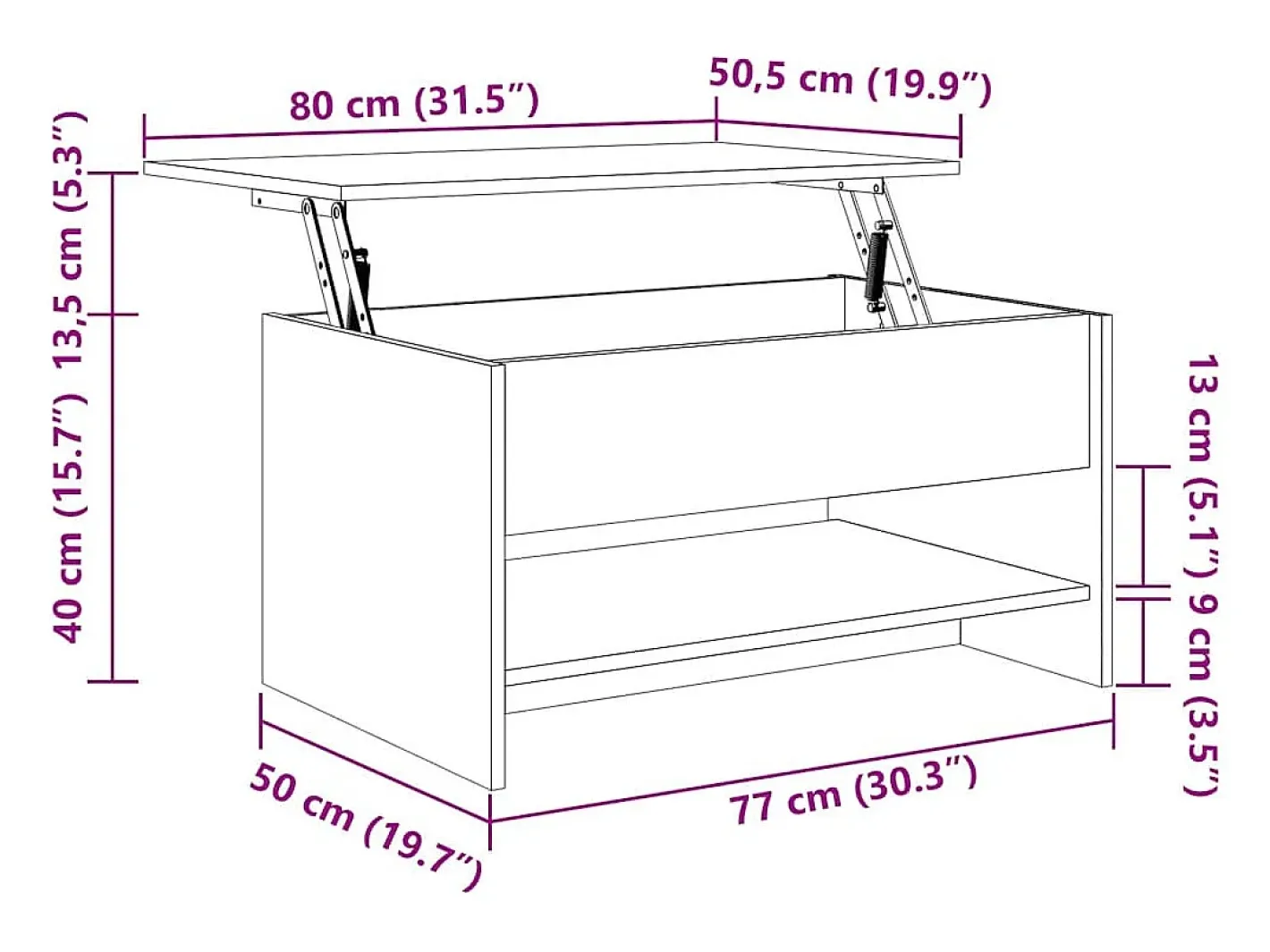 vidaxl Mesa De Centro*Mesa de centro 80x50x40cm derivados de madeira cimento Cinzento