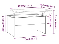 vidaxl Mesa De Centro*Mesa de centro80x50,5x41,5cm madeira processada cinza cimento Cinzento