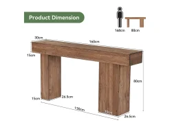 Clearance Mesa de Consola de Madeira Sólida, Mesa de Sofá Rural de 160cm Atrás do Sofá com Pernas Artísticas Consola