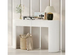 Best Mesa de consola elegante para hall de entrada - 120 x 33 x 76 cm - com 2 gavetas + frente curva - MDF - branca Consola