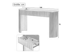 Best Mesa de consola elegante para hall de entrada - 120 x 33 x 76 cm - com 2 gavetas + frente curva - MDF - branca Consola