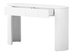 Best Mesa de consola elegante para hall de entrada - 120 x 33 x 76 cm - com 2 gavetas + frente curva - MDF - branca Consola