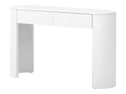Best Mesa de consola elegante para hall de entrada - 120 x 33 x 76 cm - com 2 gavetas + frente curva - MDF - branca Consola